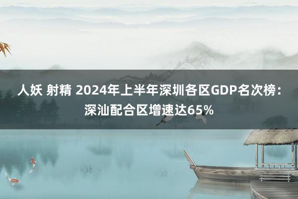 人妖 射精 2024年上半年深圳各区GDP名次榜：深汕配合区增速达65%